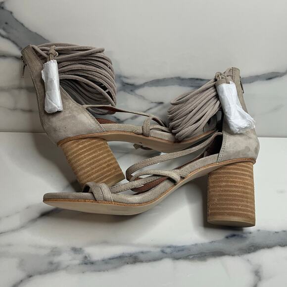 JEFFREY CAMPBELL NWOB Despina Taupe Ankle Wrap Tassel Sandal Women’s Size 8.5 - Picture 8 of 9